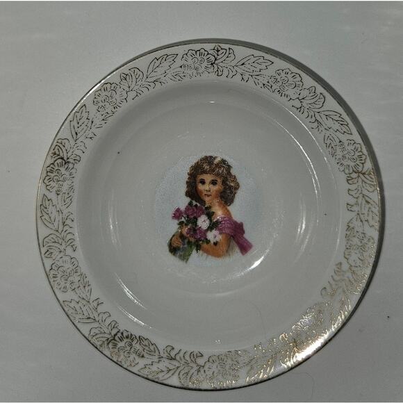 Set of 2 Royal Crown China Anchor Girl Portrait Bowls Gold Trim Japan Vintage - Picture 1 of 2